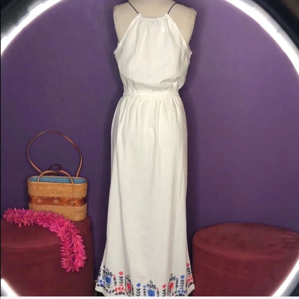 J. Crew Floral Embroidered White Maxi Dres…
